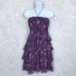 American Eagle Purple Paisley Tiered Ruffle Dress